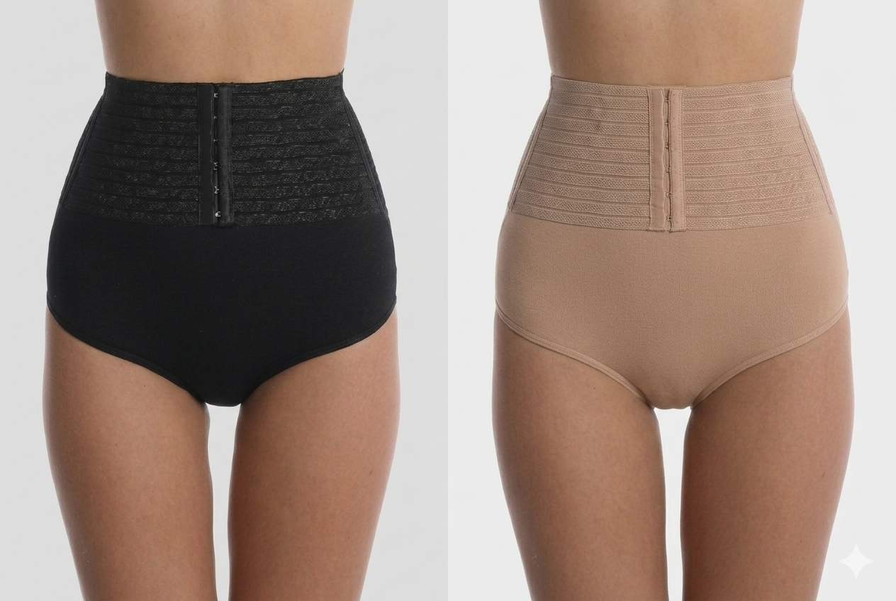 Mid - Waist Seamless Brief Black-Nude