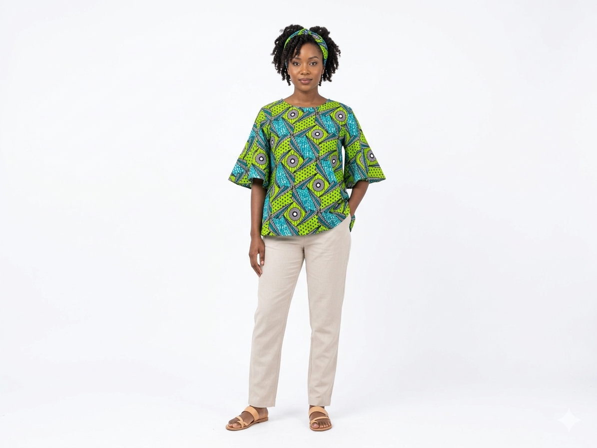 Camisa Dama Verde-Turquesa (Etnia Negra)