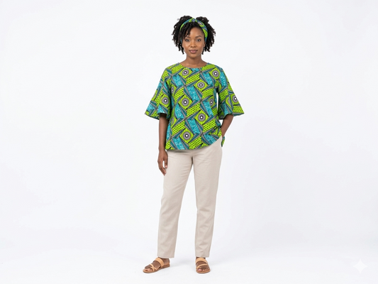 Camisa Dama Verde-Turquesa (Etnia Negra)