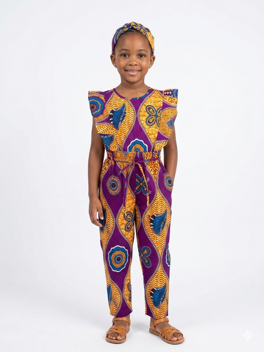Jumpsuit Niña Morado-Naranja-Azul (Etnia Negra)