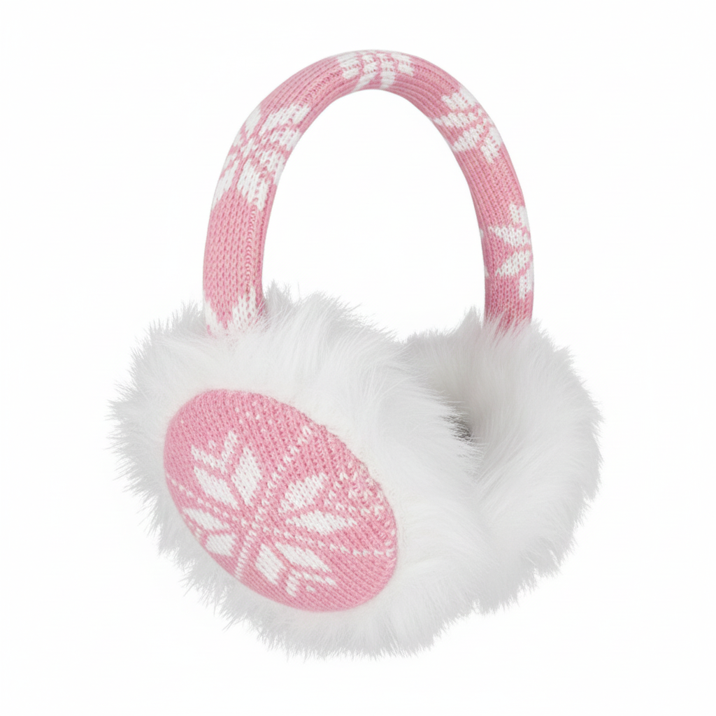 SNOWFLAKE FAUX FUR EARMUFFS PINK