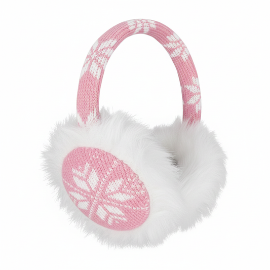 SNOWFLAKE FAUX FUR EARMUFFS PINK