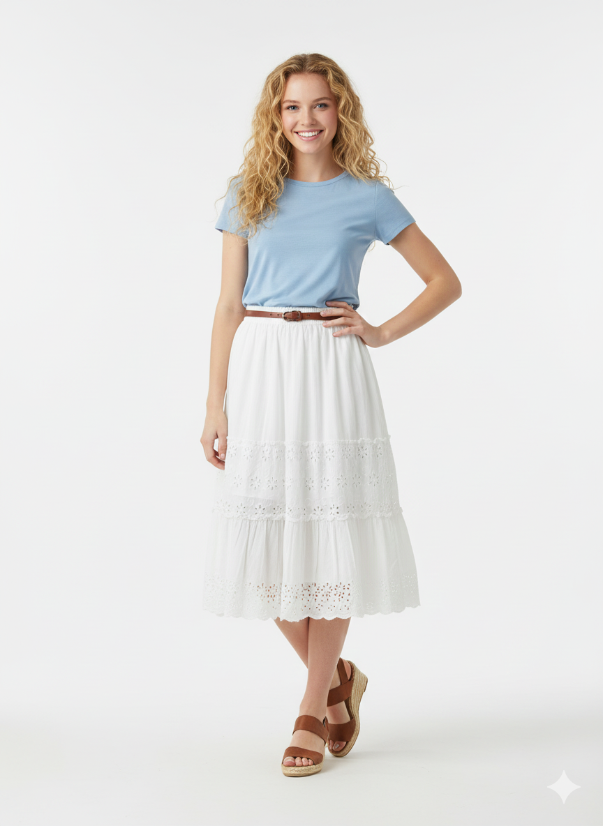 Eyelet Skirt White