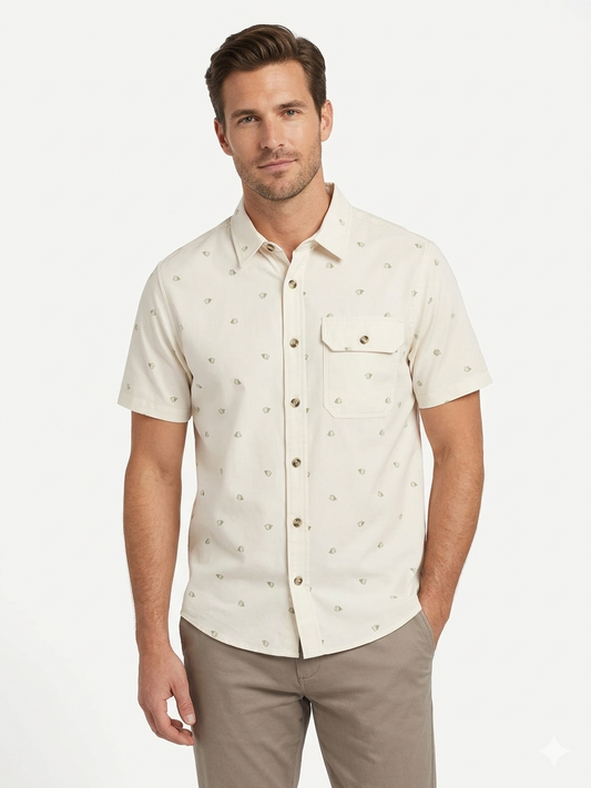 Sleeve Full Button UV Shirt w / Egret Camping