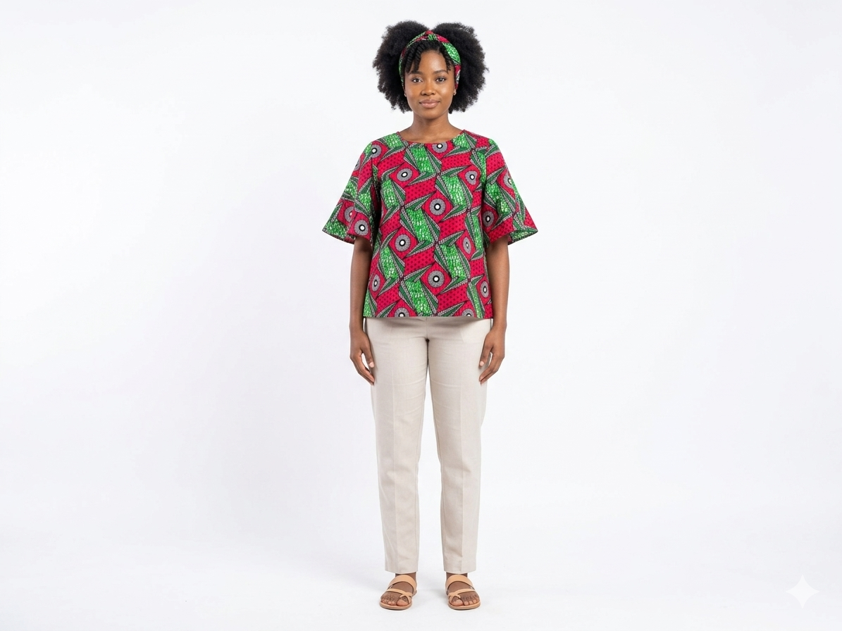 Camisa Dama Verde-Fucsia (Etnia Negra)