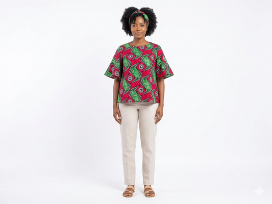 Camisa Dama Verde-Fucsia (Etnia Negra)