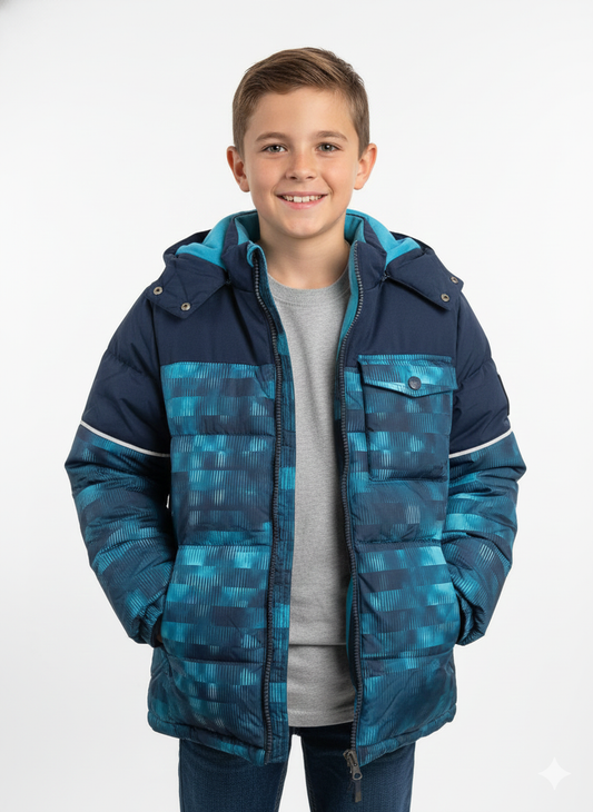 Canvas Trim w Extended Cuff Puffer Teal