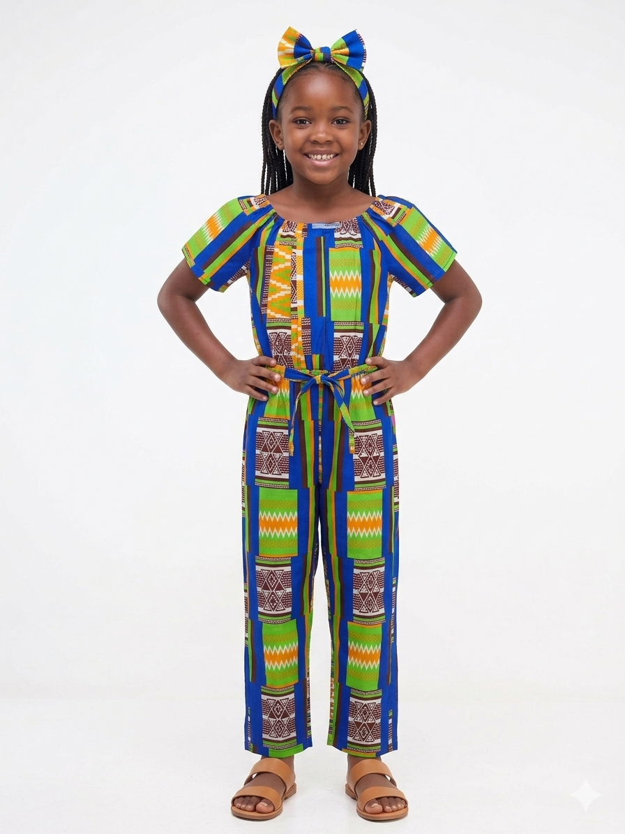 Jumpsuit Niña Verde -Azul ( Etnia Negra)