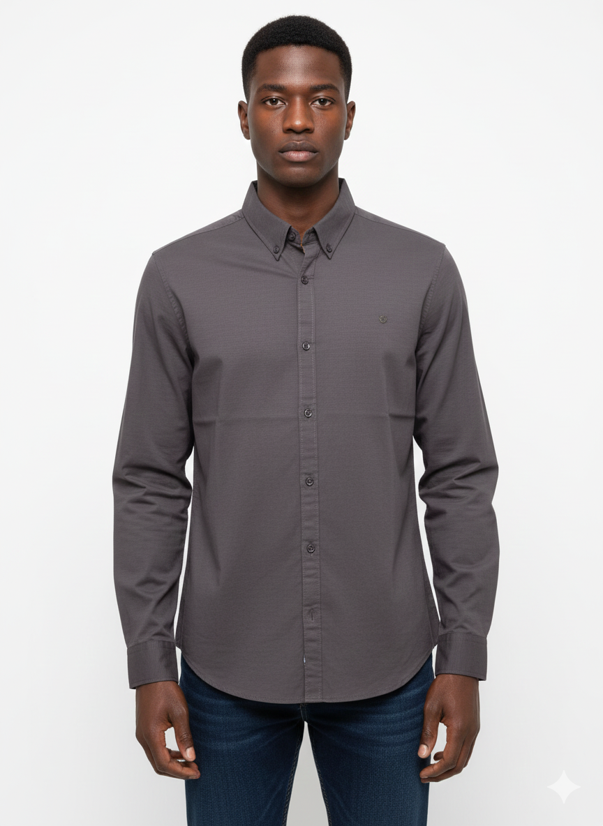 Long Sleeve Shirt Charcoal - Just Blu