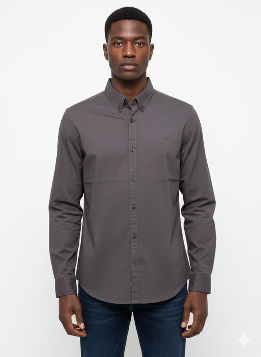 Long Sleeve Shirt Charcoal - Just Blu