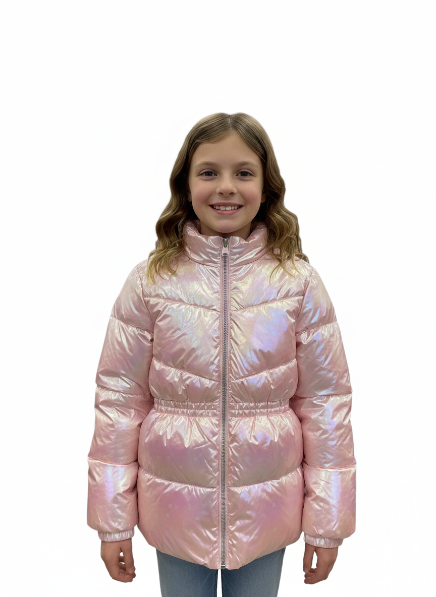 Iridescent Heart Puffer Pink