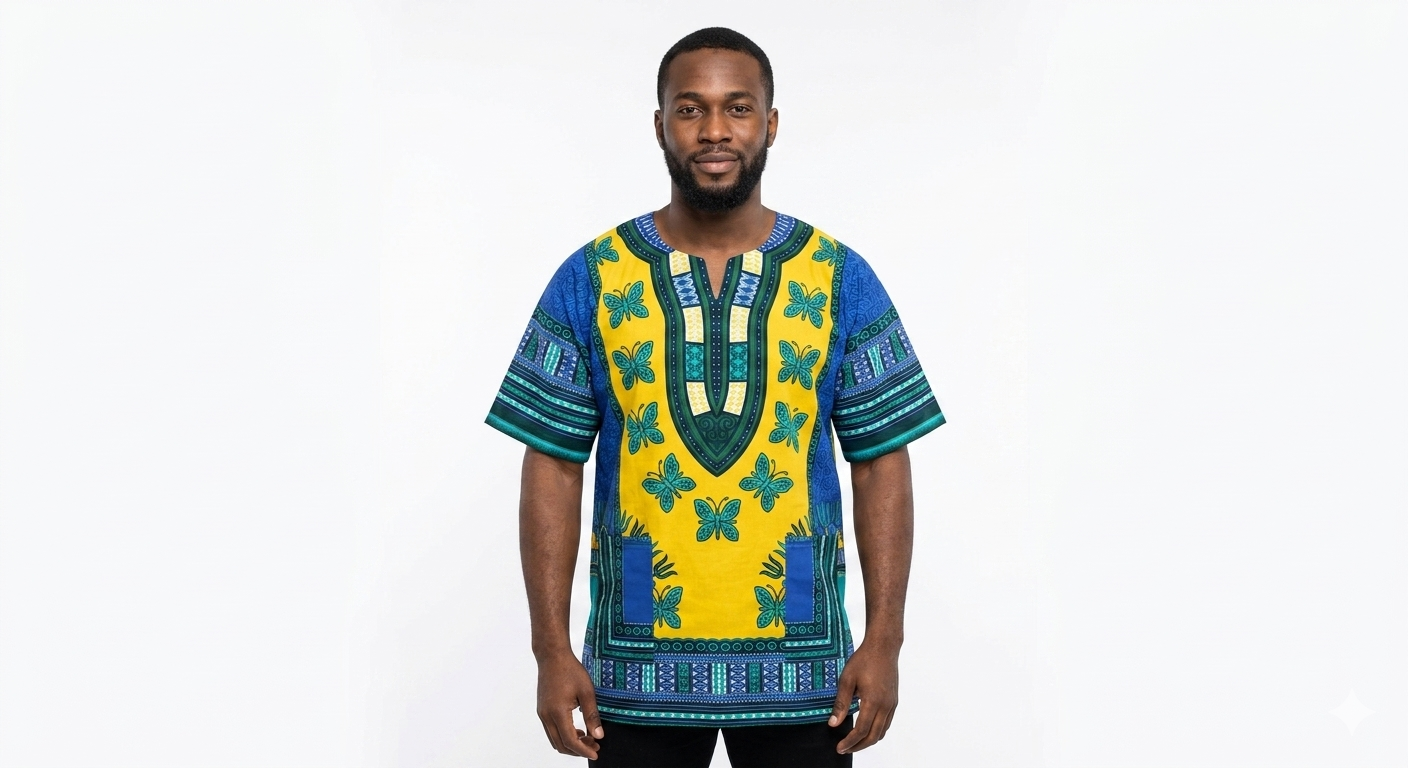 Plus Size Men Cotton Dashiki Yellow -Etnia Negra