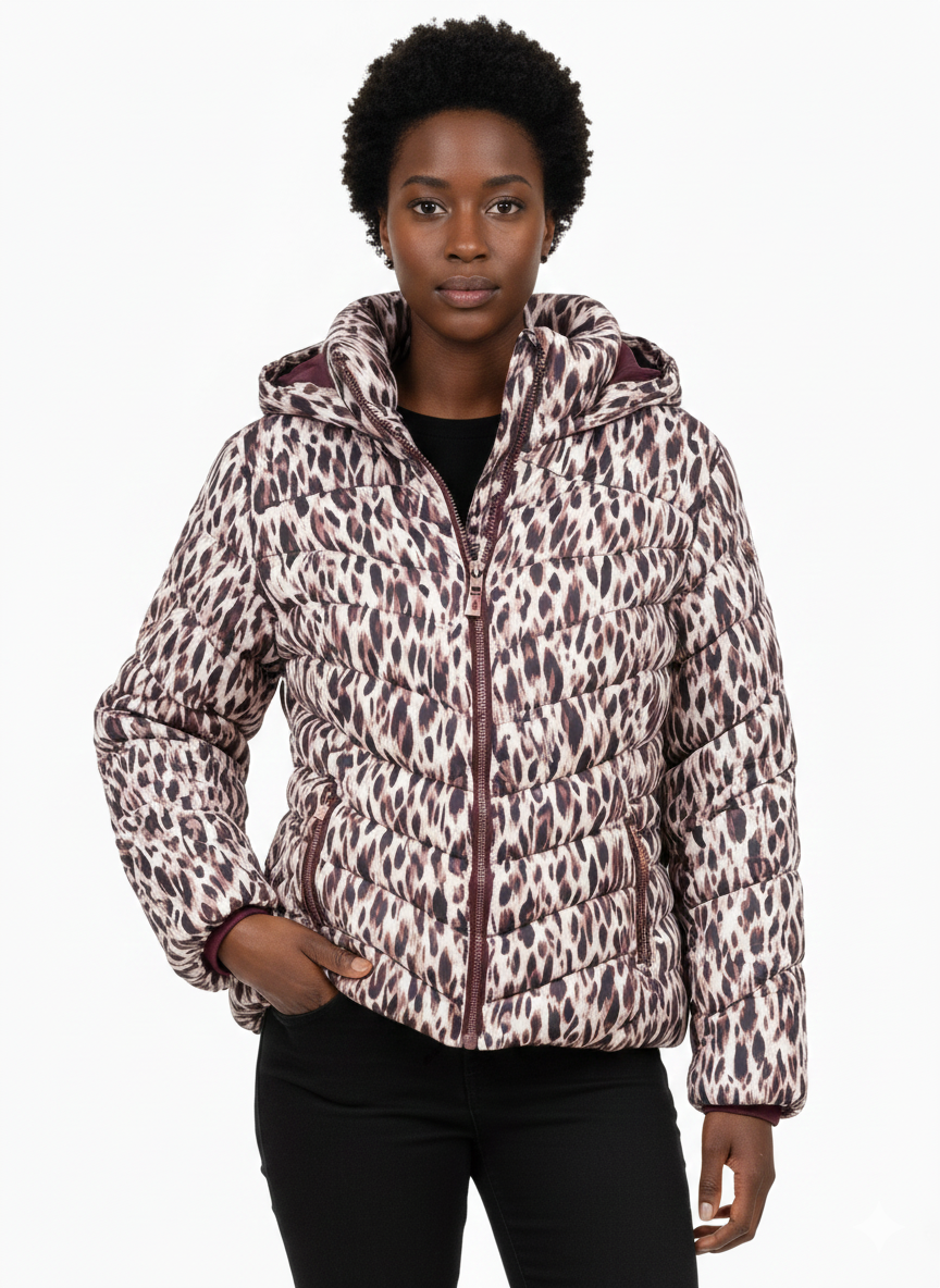 Matte 300T Puffer Leopard Print