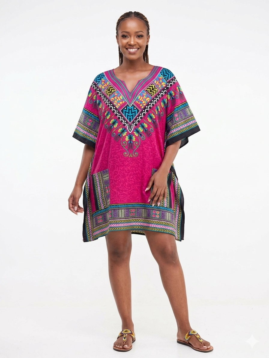 Kaftan Short Fuchsia Print  - Etnia Negra