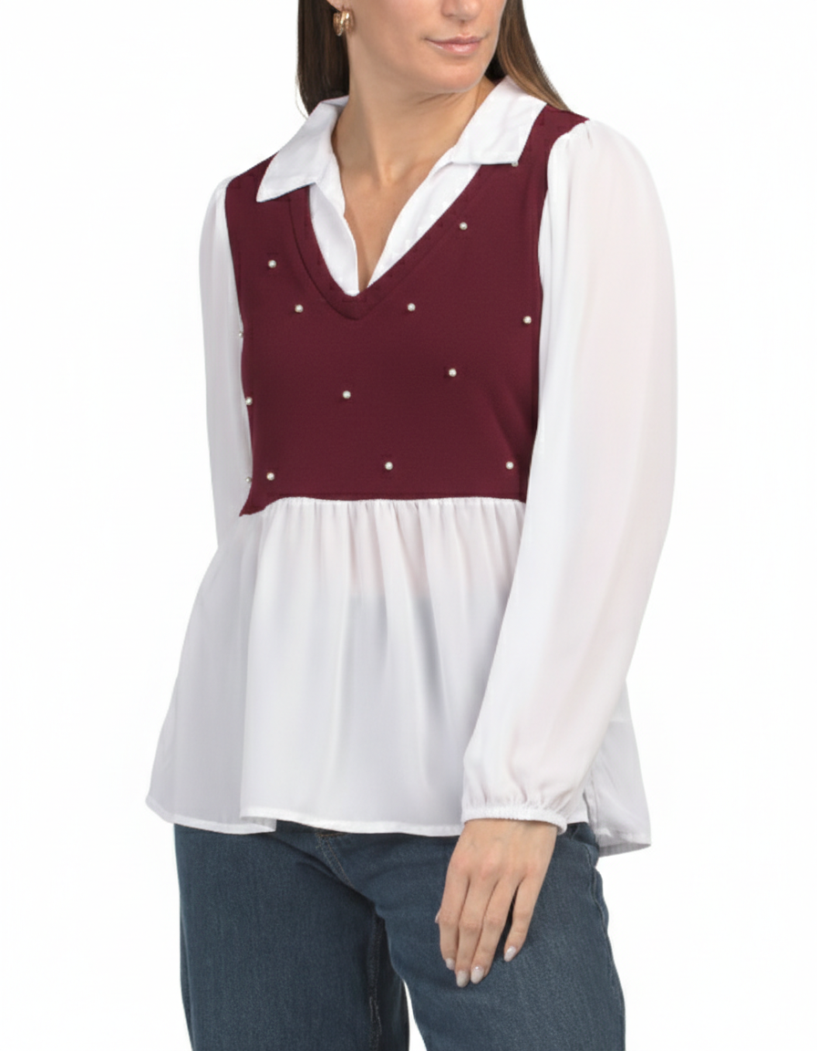L/S Johnny Collar Wine