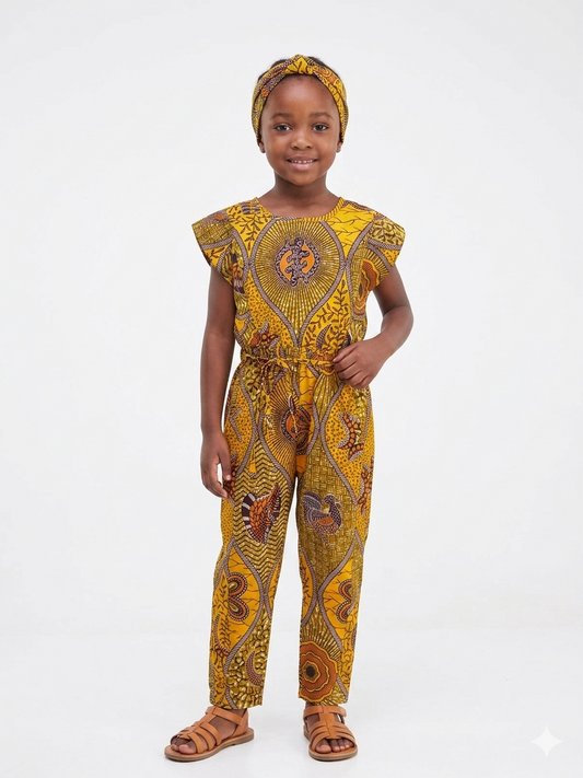 Jumpsuit Niña Amarillo-Naranja-Oliva -Naranja (Etnia Negra)
