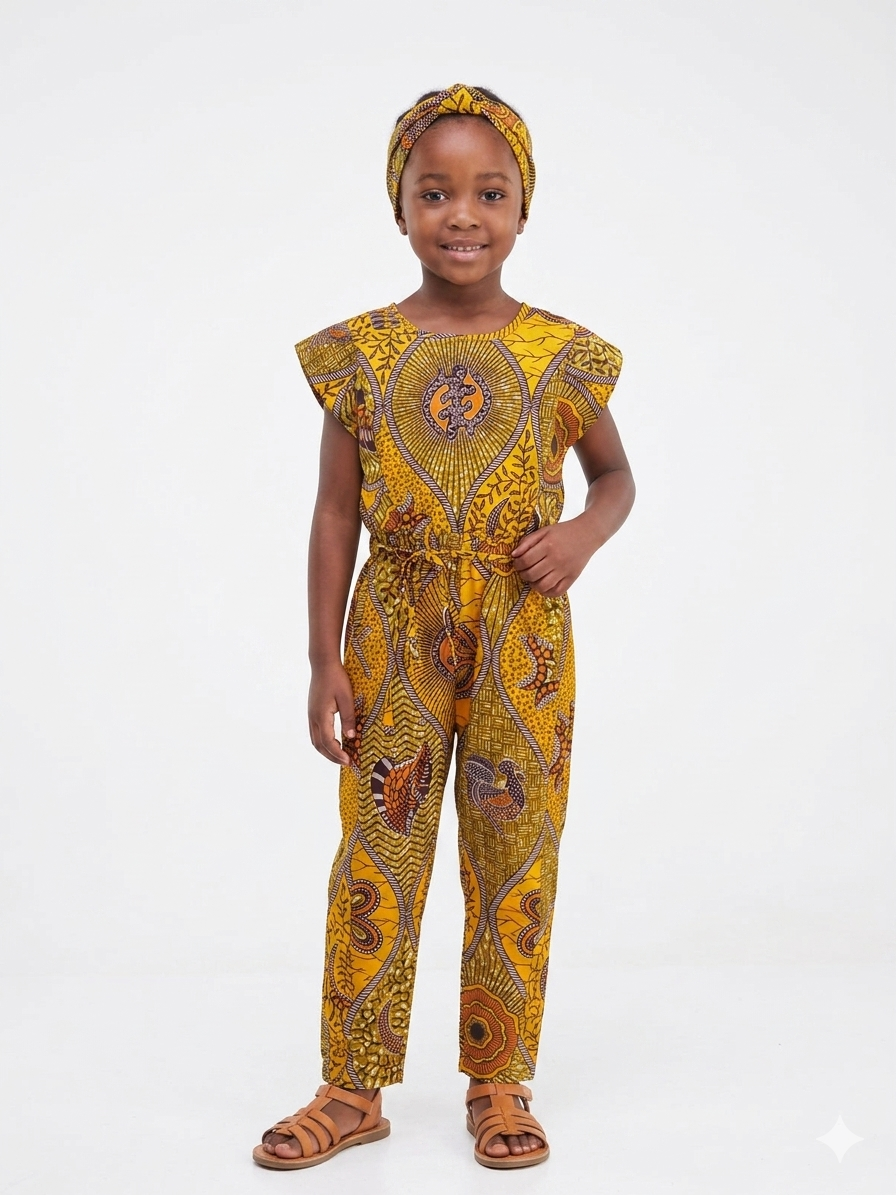 Jumpsuit Niña Amarillo-Naranja-Oliva -Naranja (Etnia Negra)