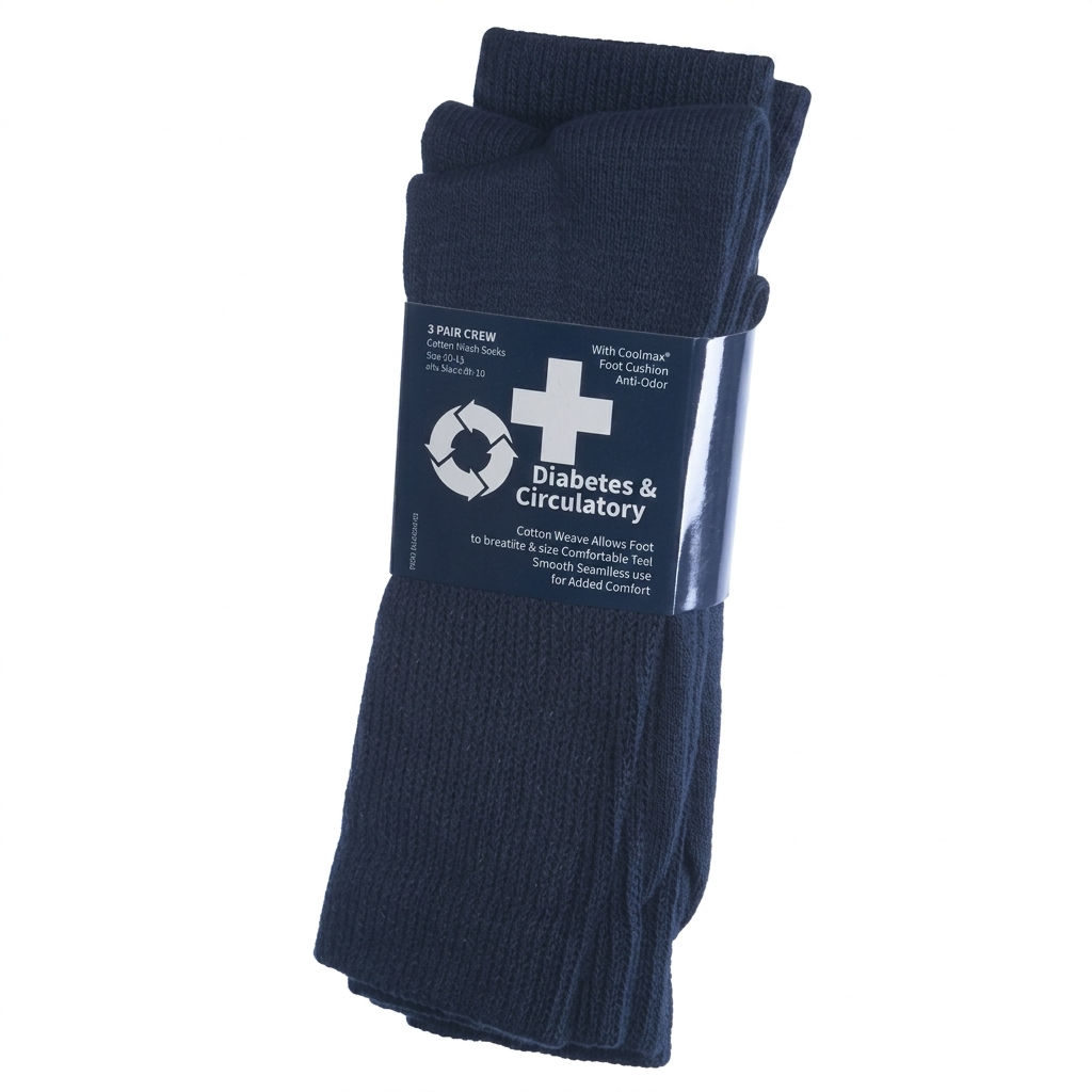 Diabetes & circulatory 2 pair crew in 3 colors