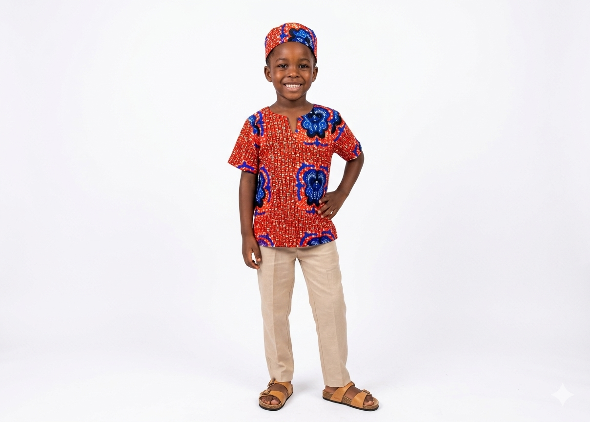 Camisa Niño Rojo-Azul (Etnia Negra)