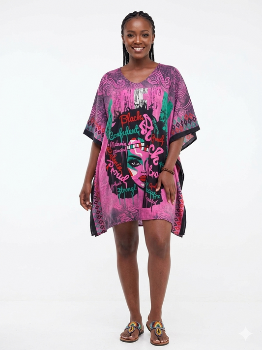 Kaftan Short Pink Print  - Etnia Negra