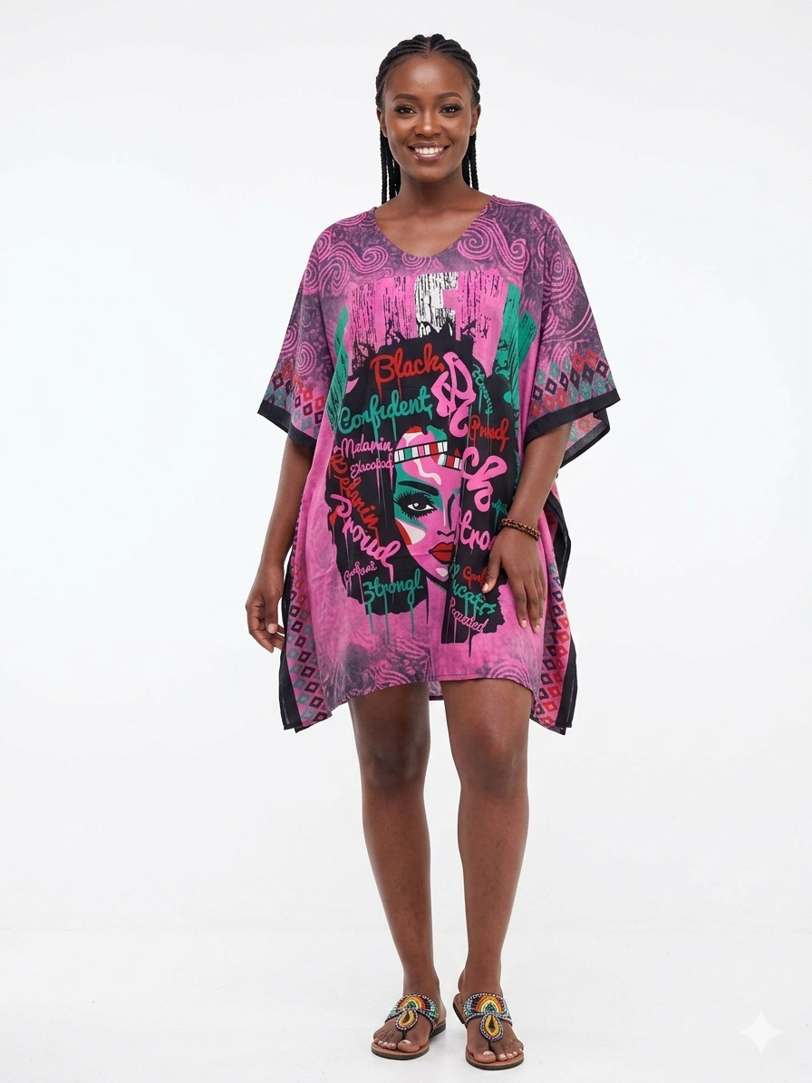 Kaftan Short Pink Print  - Etnia Negra