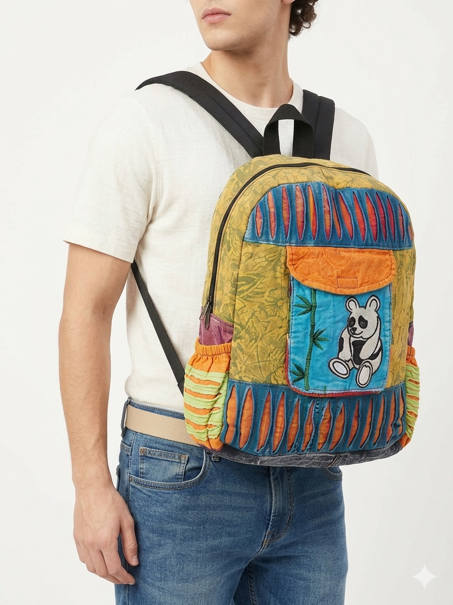 Bag  Bear Panda  Print    - Etnia Negra