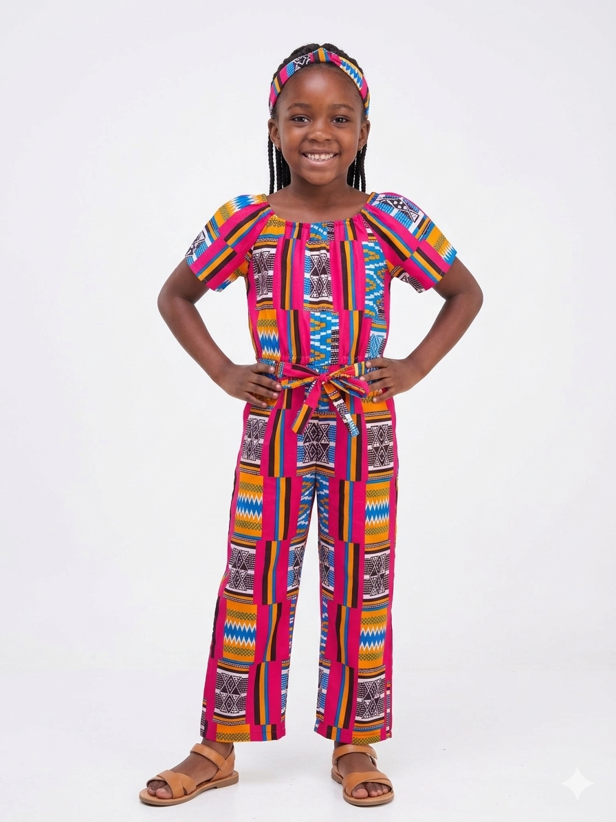 Jumpsuit Niña Rosado-Azul-Amarillo ( Etnia Negra)