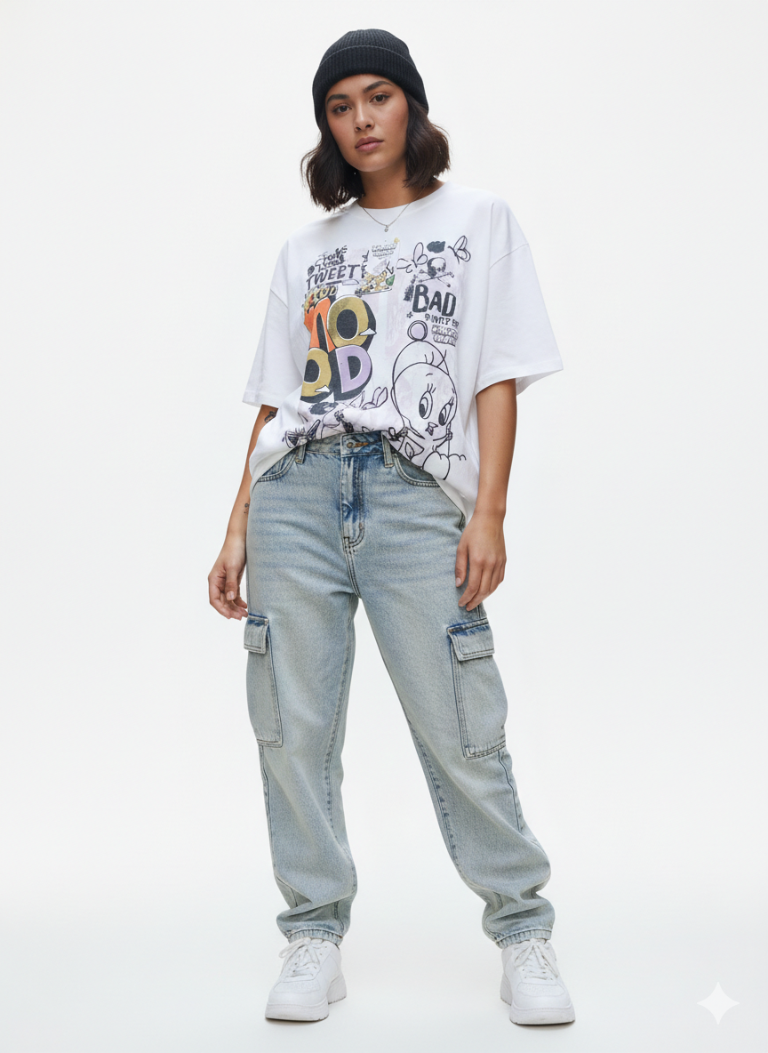 Tweety Boxy Crop T-Shirt Ivory