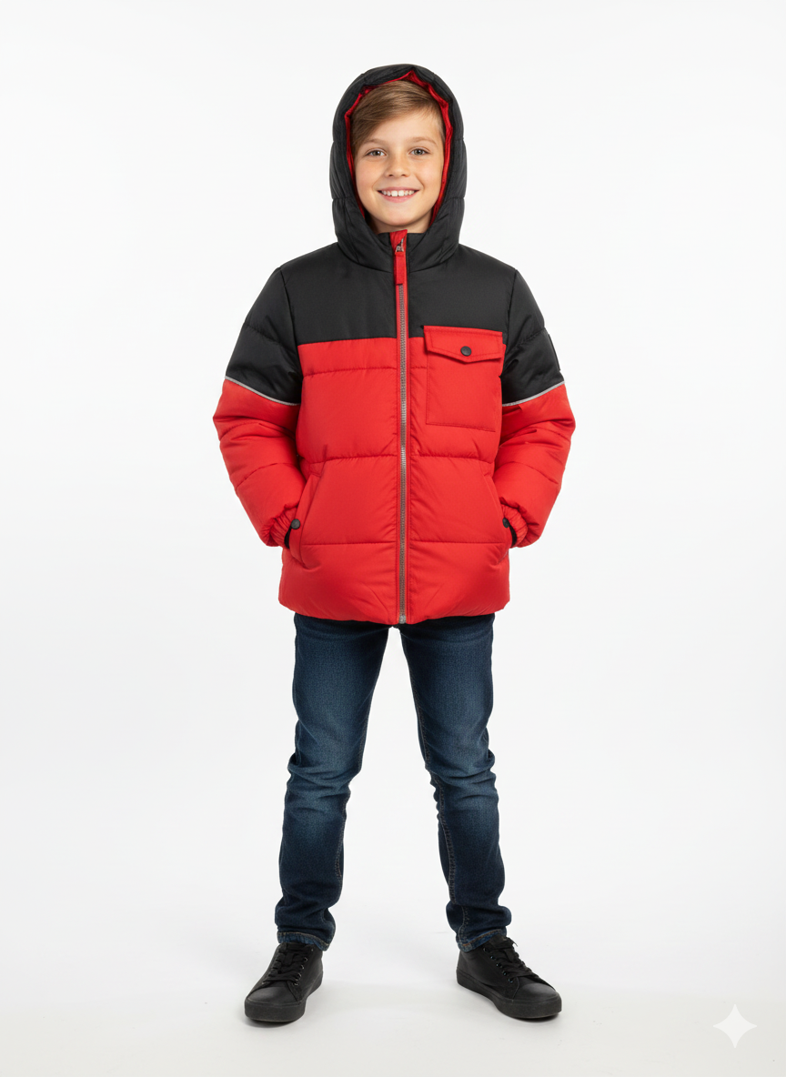 Chest Pocket Puffer Dark Red