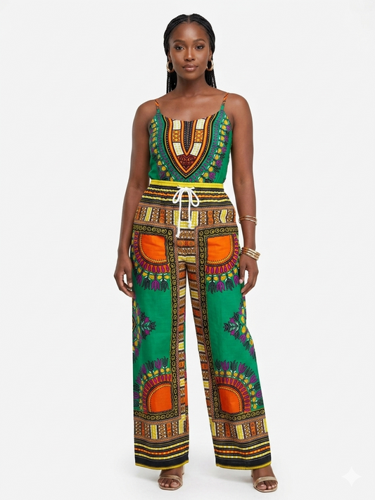 Dashiki Print Pant Green -Pant - Etnia Negra