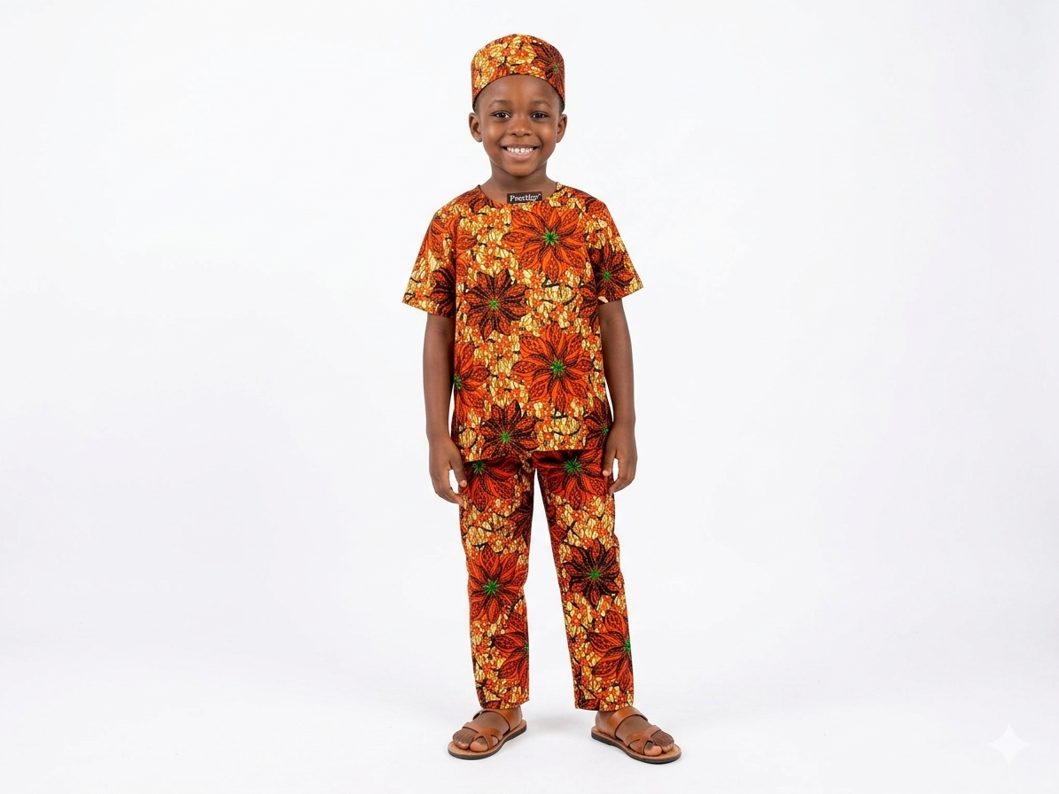 Conjunto Niño Flores Naranja (Etnia Negra)