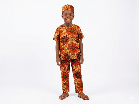 Conjunto Niño Flores Naranja (Etnia Negra)