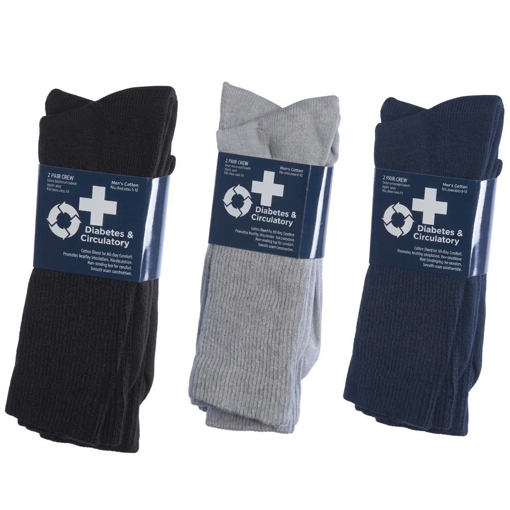 Diabetes & circulatory 2 pair crew in 3 colors