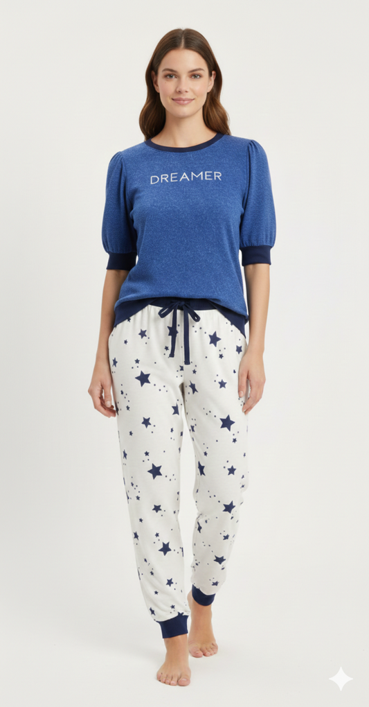Set 2 Pajama Dreamer Stars Navy/White - Sun Moon & Stars