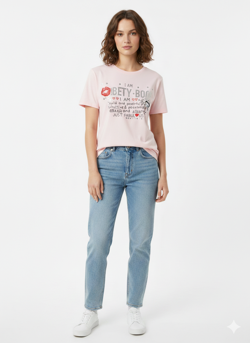 Betty Boop Boyfriend Tee Light Pink