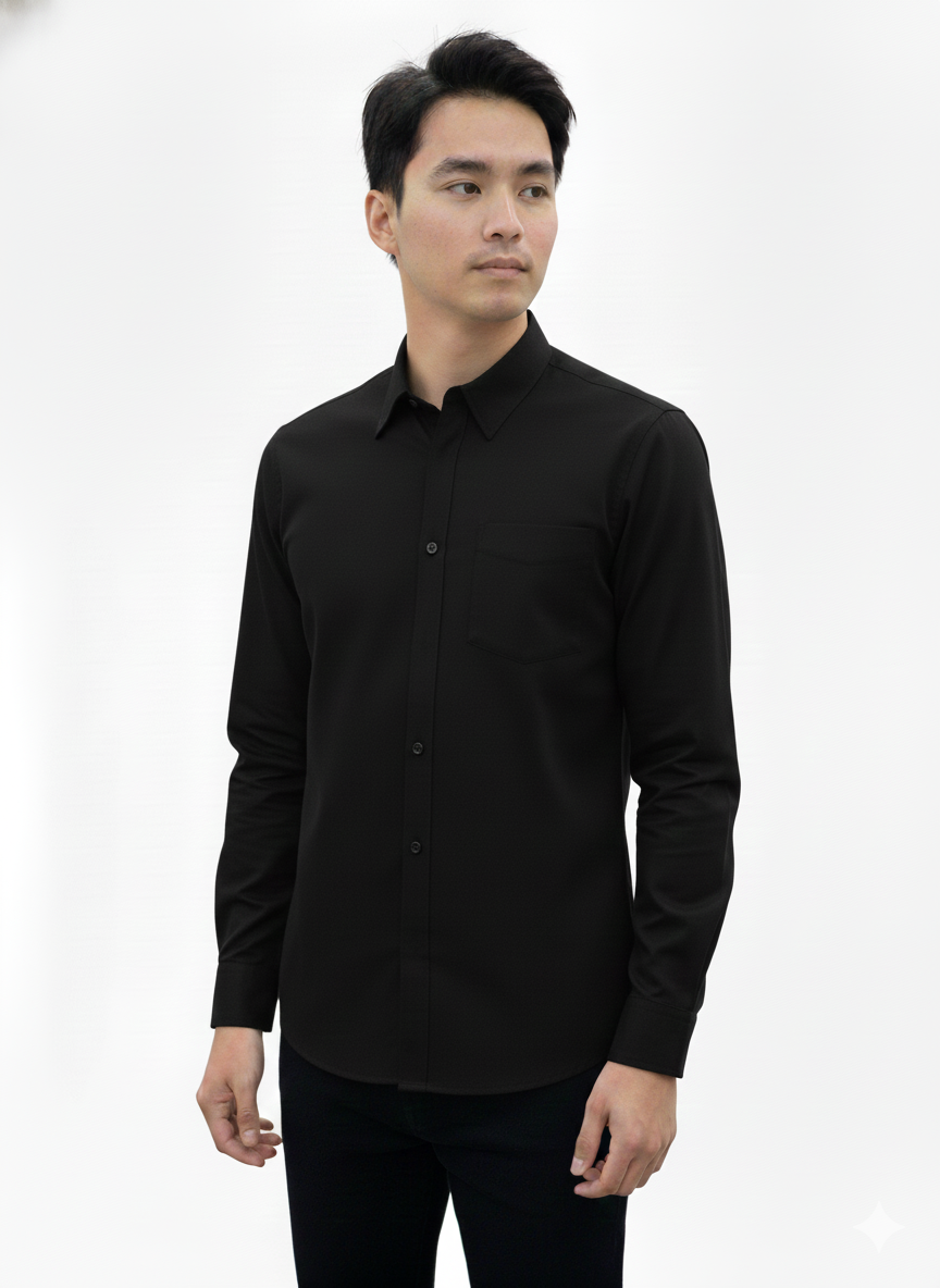 Long Sleeve Shirt Black - Just Blu