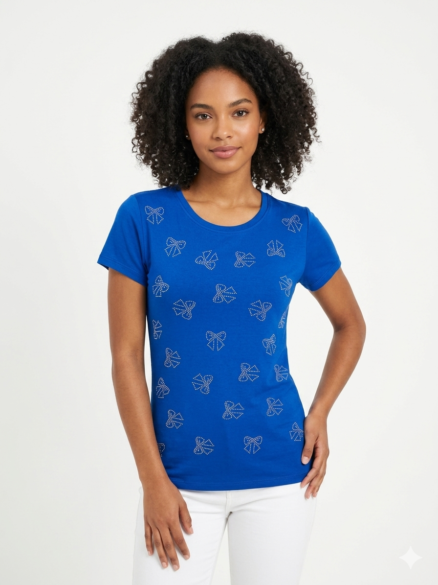 Diamonds Bow  Top Blue