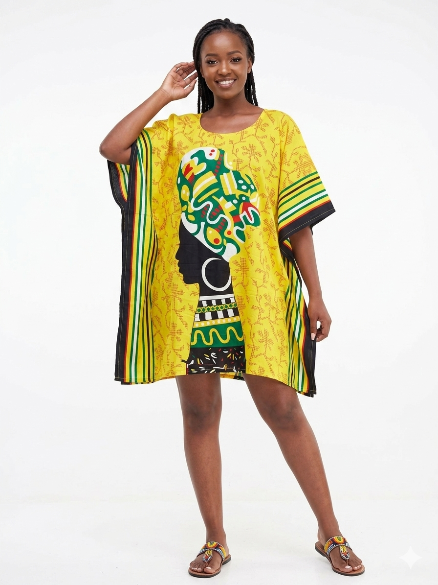 Kaftan Short Yellow Print  - Etnia Negra