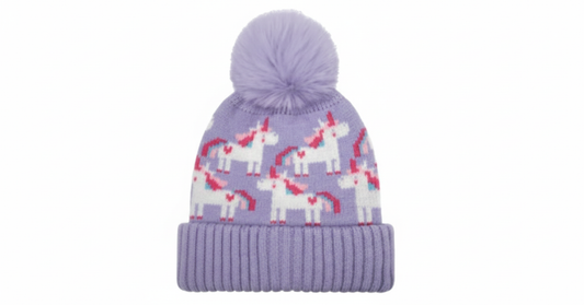 TODDLER GIRLS UNICORN CUFF HAT PURPLE