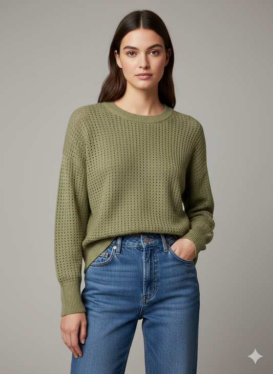 Sweater Celadon Perforated Boxy - Ninety
