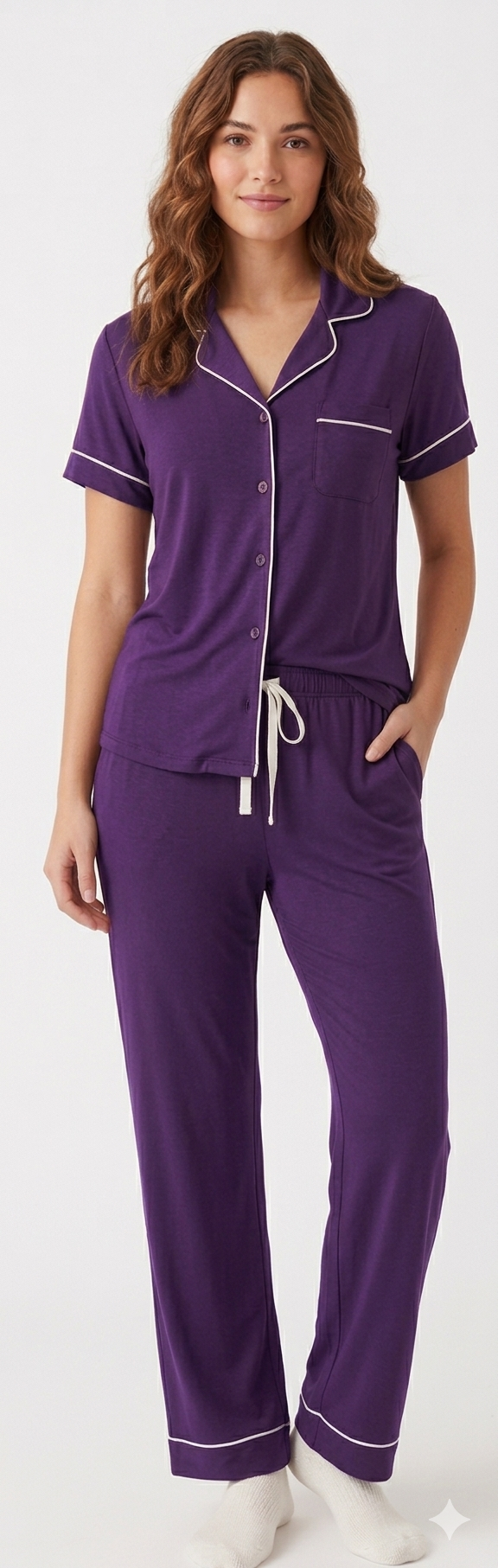 2PC Peached Jersey Sleep Set Violet