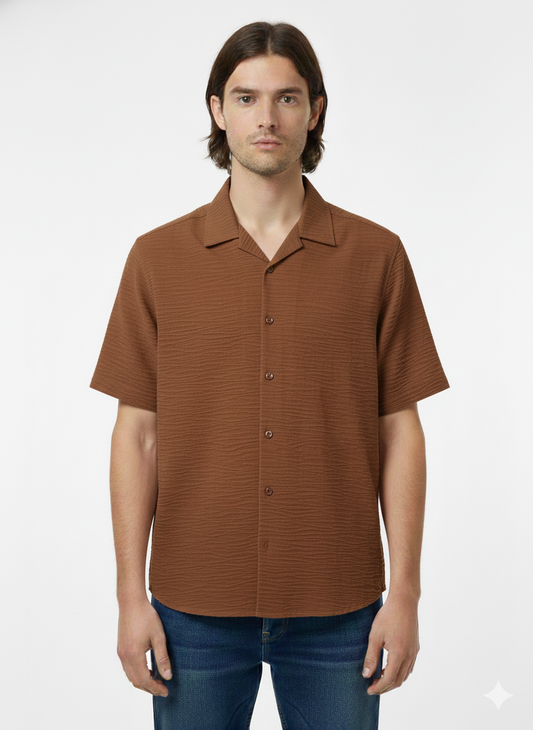 Brown Short Sleeve Shirt - Just Blu