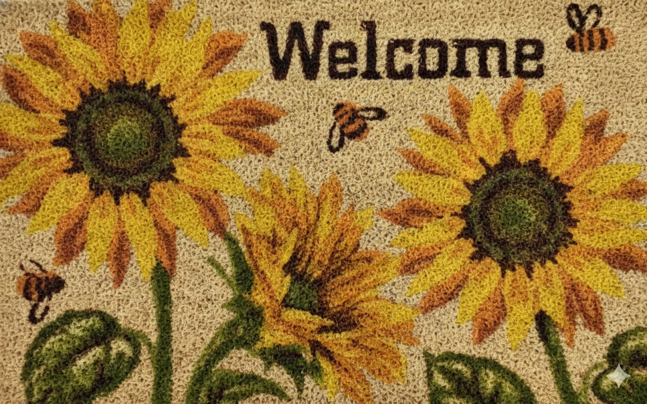 Mat Printed Coir 18x28 Welcome Sunflowers