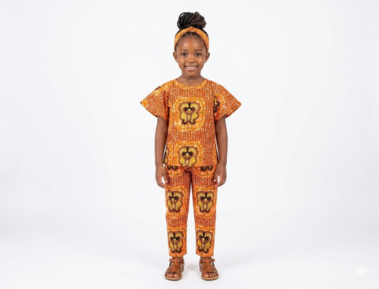 Conjunto Niña Naranja-Amarillo ( Etnia Negra)
