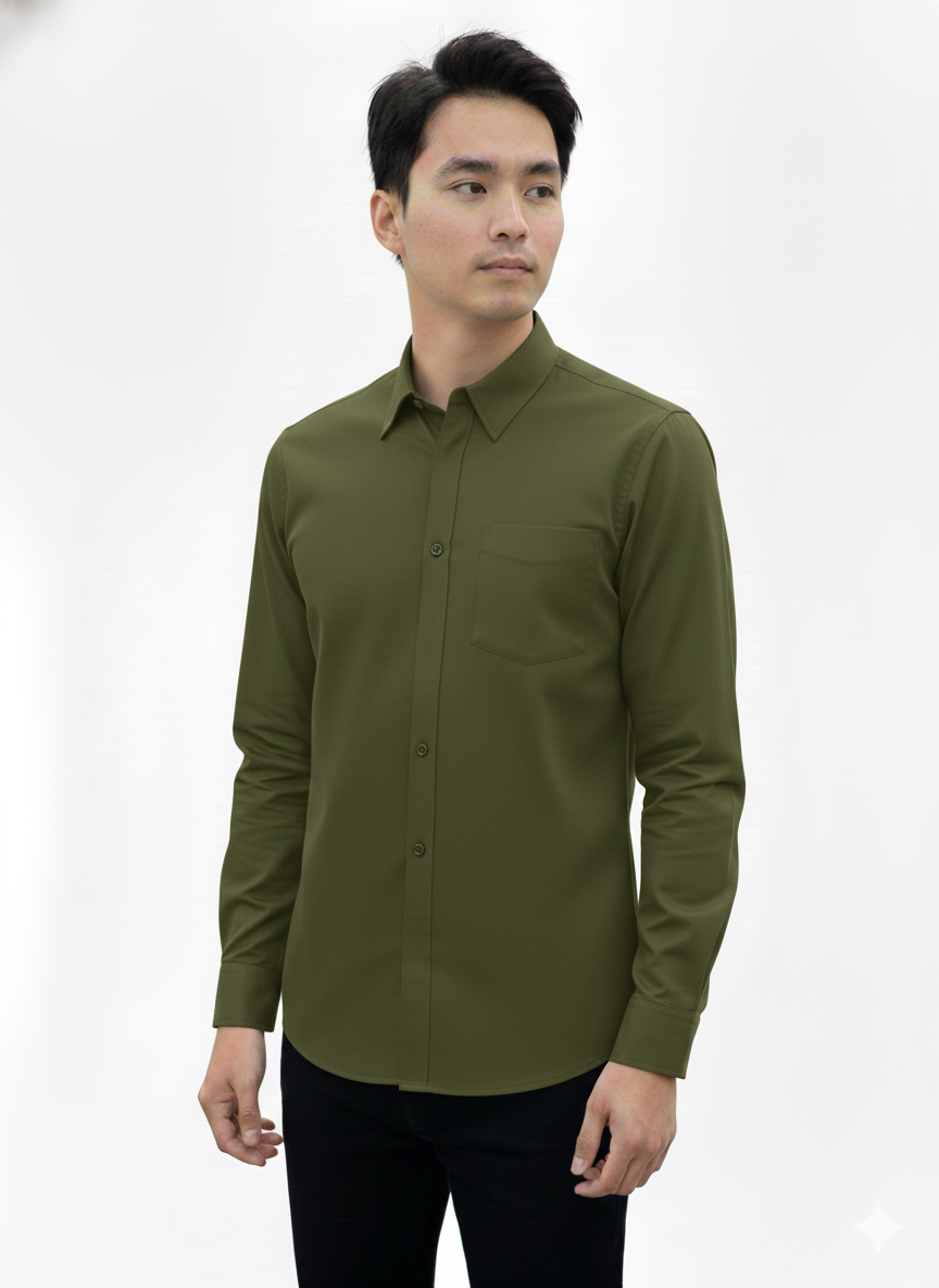 Long Sleeve Shirt Olive - Just Blu