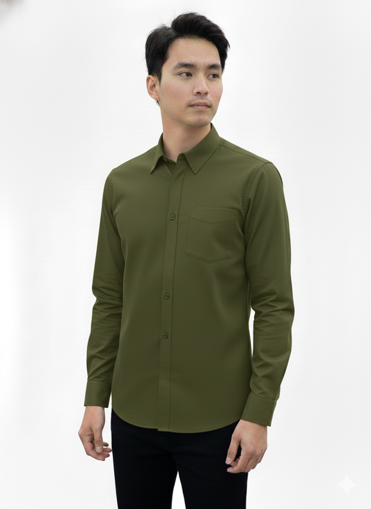 Long Sleeve Shirt Olive - Just Blu