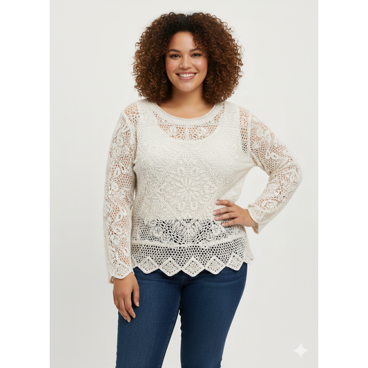 Plus Ivory Knitted Sweater - Ruby Rd