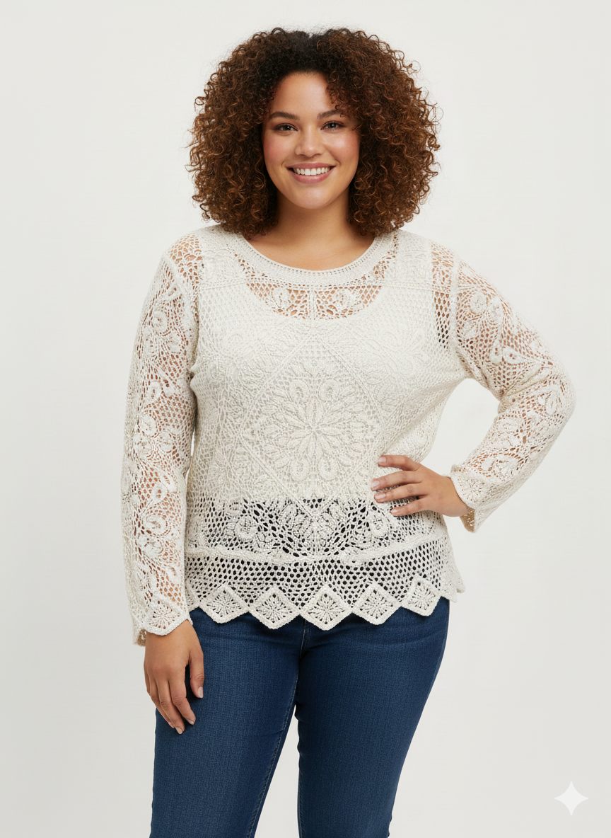 Plus Ivory Knitted Sweater - Ruby Rd