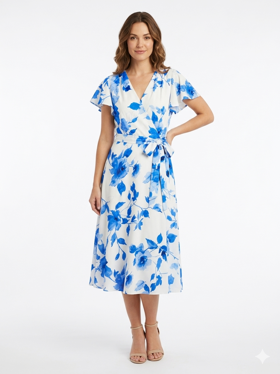 Dress Flutter ivory/Blue   - Shelby and Palmer