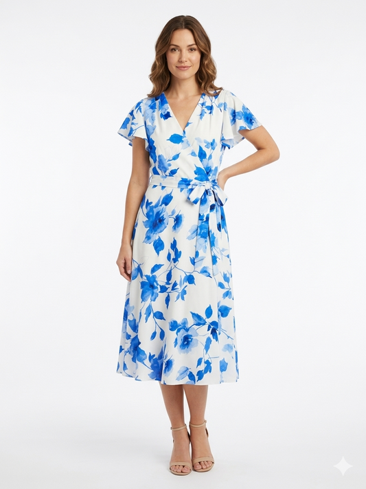 Dress Flutter ivory/Blue   - Shelby and Palmer